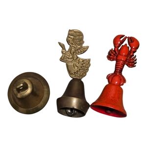 Vintage Brass Bells Lot | Angel & Classic Lobster (Metal)| Retro Décor